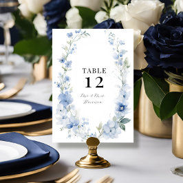 Moderne Frühlingsblütenblauer Hochzeit Einladung