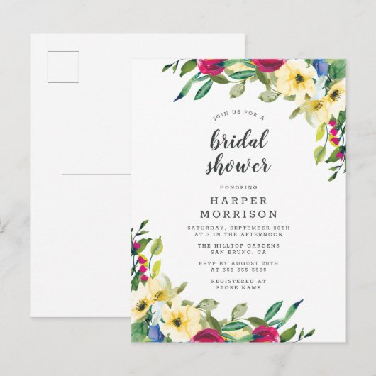 Moderne Frühlingsdusche mit Blumendach Einladung (Vorne/Hinten)