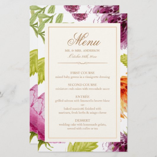 Moderne Frühlingsfloral Easy Edit Wedelmenü (Vorne/Hinten)