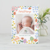 Moderne Frühlingsflorale Osterfotokarte Feiertagskarte (Stehend Vorderseite)