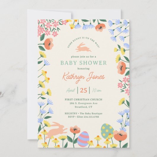 Moderne Frühlingsflorentücher-Dusche Einladung (Vorderseite)