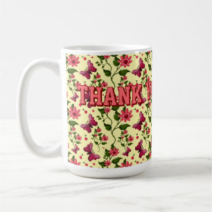 Moderne Frühlingsgarten Schmetterling Blumen Bone  Kaffeetasse