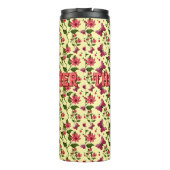 Moderne Frühlingsgarten-Schmetterling-Blumen Bone  Thermosbecher (Rückseite)