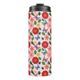 Moderne Frühlingsgarten Schmetterling Floral Thermosbecher