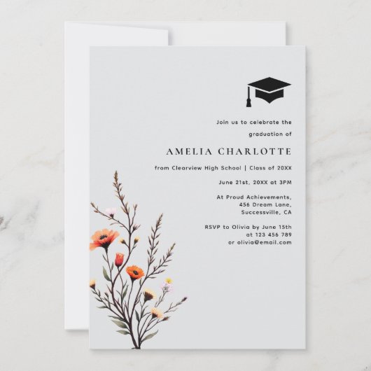 Moderne Frühlingspartei für Wildblume Einladung (Vorderseite)