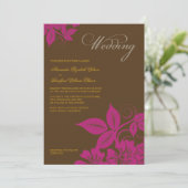 Moderne Fuchsia/Brown Floral Wedding Einladung (Stehend Vorderseite)