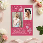 Moderne Fuchsia Butterfly Foto Graduation Party Acryleinladungen