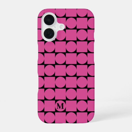 Moderne Fuchsia Geometric Trendy iPhone 16 Hülle (Rückseite)