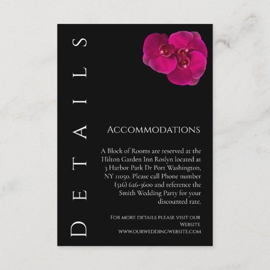 Moderne Fuchsia Orchids-Hochzeiten - Begleitkarte (Rückseite)