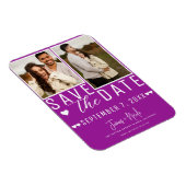 Moderne Fuchsia Save the Date 2 Foto Hochzeit Magnet (Rechte Seite)