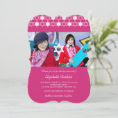 Moderne Fuchsia-Stars von David Bat Mitzvah laden  Einladung (Stehend Vorderseite)