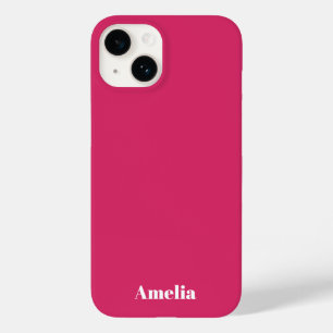 Moderne Fuchsie weiße Schrift Personalisiere Name Case-Mate iPhone 14 Hülle