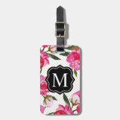 Moderne Fuchsien-Blumen-Hochzeitsmonogramm Gepäckanhänger (Vorderseite vertikal)