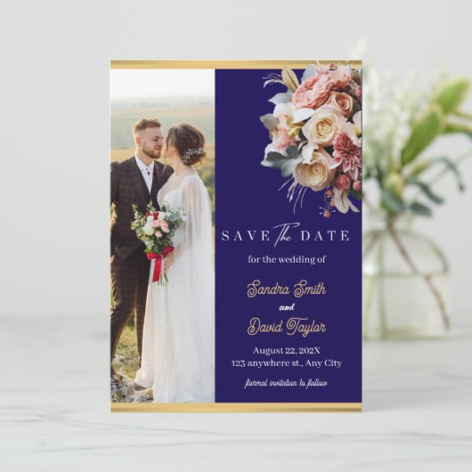 Moderne Full Foto Doppelseitige Save the Date-Kart Save The Date (Stehend Vorderseite)