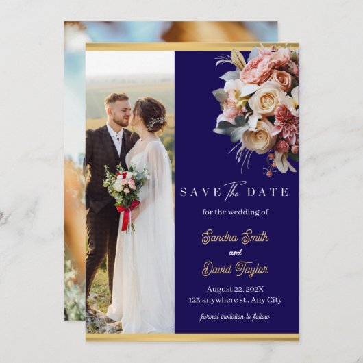 Moderne Full Foto Doppelseitige Save the Date-Kart Save The Date (Vorne/Hinten)