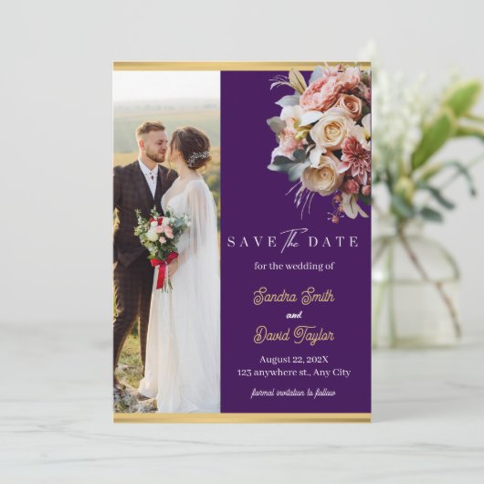 Moderne Full Foto Doppelseitige Save the Date-Kart Save The Date (Stehend Vorderseite)