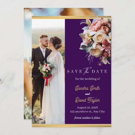 Moderne Full Foto Doppelseitige Save the Date-Kart Save The Date (Vorne/Hinten)