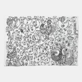 Moderne Fun Birds Schwarz-Weiß-Muster Geschirrtuch (Horizontal)