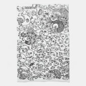 Moderne Fun Birds Schwarz-Weiß-Muster Geschirrtuch (Vertikal)