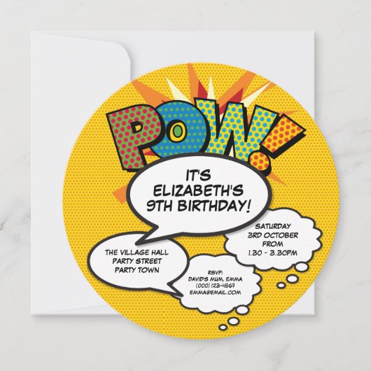 Moderne Fun Birthday Party Sprechblasen Einladung (Vorderseite)