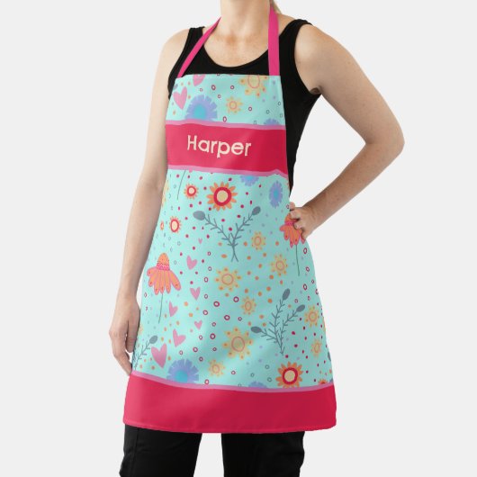 Moderne Fun-Blume-Muster Name Kochen Inspirivität Schürze (InSitu)