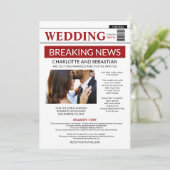 Moderne Fun Breaking News Wedding Newspaper Ankündigung (Stehend Vorderseite)