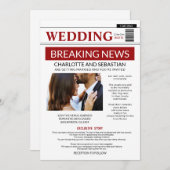 Moderne Fun Breaking News Wedding Newspaper Ankündigung (Vorne/Hinten)