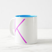 Moderne Fun Bright Minimal Neon Monogramm Zwei-Ton Zweifarbige Tasse (Vorderseite Links)