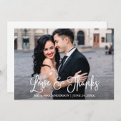 Moderne Fun Calligrafy Liebe und Dank Hochzeit Dankeskarte (Vorne/Hinten)