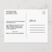 Moderne Fun Calligrafy Liebe und Dank Hochzeit Postkarte (Rückseite)