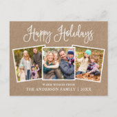 Moderne Fun Calligraphie 3 Foto Kraft Holiday Postkarte (Vorderseite)