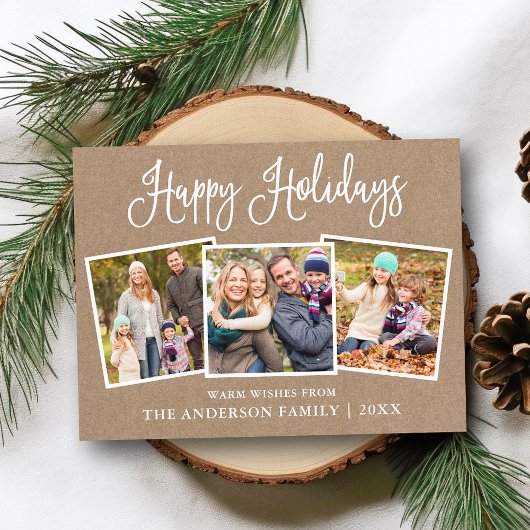 Moderne Fun Calligraphie 3 Foto Kraft Holiday Postkarte