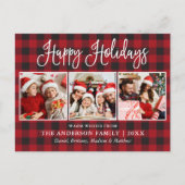 Moderne Fun Calligraphie 3 Fotos Kariert Urlaub Postkarte (Vorderseite)