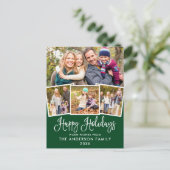 Moderne Fun Calligraphie 4 Foto Grüner Urlaub Postkarte (Stehend Vorderseite)