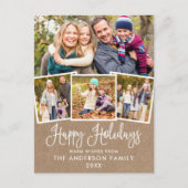Moderne Fun Calligraphie 4 Foto Kraft Holiday Postkarte (Vorderseite)