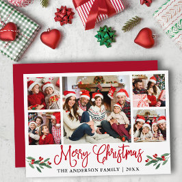 Moderne Fun Calligraphie 5 Foto Weihnachten Rot