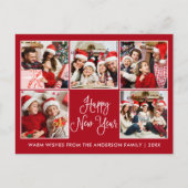 Moderne Fun Calligraphie Rot 5 Foto Neues Jahr Postkarte (Vorderseite)