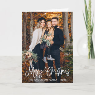 Moderne Fun Calligraphy Familienweihnachtsfalte Fo Feiertagskarte