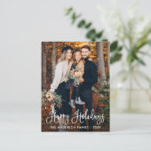 Moderne Fun Calligraphy Family Foto Holiday Postkarte (Stehend Vorderseite)