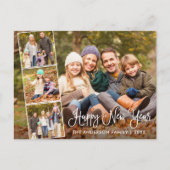 Moderne Fun Calligraphy Happy New Year 4 Foto Postkarte (Vorderseite)