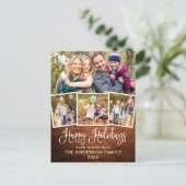 Moderne Fun Calligraphy Holz 4 Foto Urlaub Postkarte (Stehend Vorderseite)