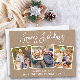 Moderne Fun Calligraphy Kraft 3 Fotos Feiertagskarte