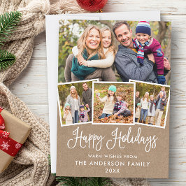 Moderne Fun Calligraphy Kraft 4 Foto Feiertagskarte