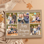 Moderne Fun Calligraphy Kraft 5 Foto Erntedank Postkarte<br><div class="desc">Moderne Fun Kalligrafie Drehbuch glücklich Thanksgiving Familie 5 Foto Kraft Postkarte</div>