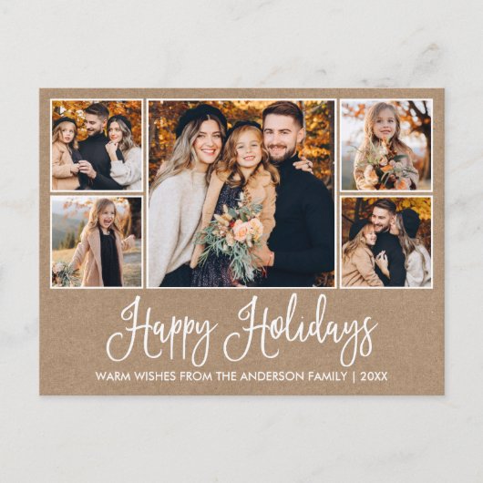 Moderne Fun Calligraphy Kraft 5 Fotos Urlaub Postkarte (Vorderseite)