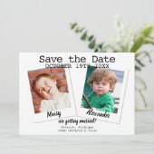 Moderne Fun Childhood Fotos Hochzeit Save The Date (Stehend Vorderseite)