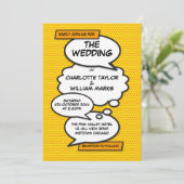 Moderne Fun Designer Comic Hochzeit Einladung (Stehend Vorderseite)