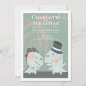 Moderne Fun Dinosaur Bride Groom Wedding Einladung (Vorderseite)