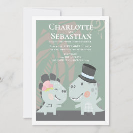 Moderne Fun Dinosaur Bride Groom Wedding Einladung