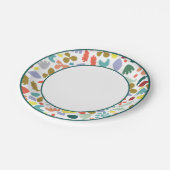 Moderne Fun farbenfrohe Gemusterte grüne Grenze Pappteller (Schrägansicht)